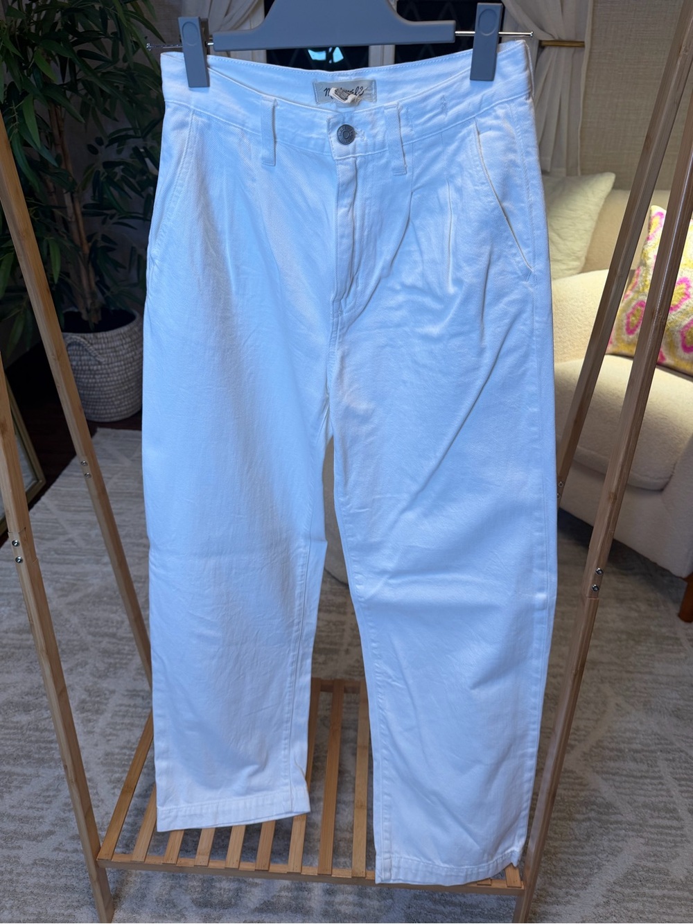 Madewell White Women's Pleated Chino Pants